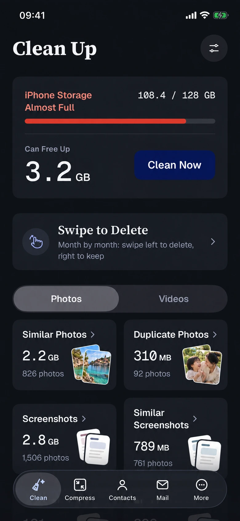 Clean Duo cleanup showcase based on an app capture with AI-generated photos